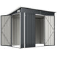7.5' x 4.3' Outdoor Storage Shed, Waterproof Metal Garden Shed with Lockable Doors, for Backyard, Lawn, Patio, Dark Grey