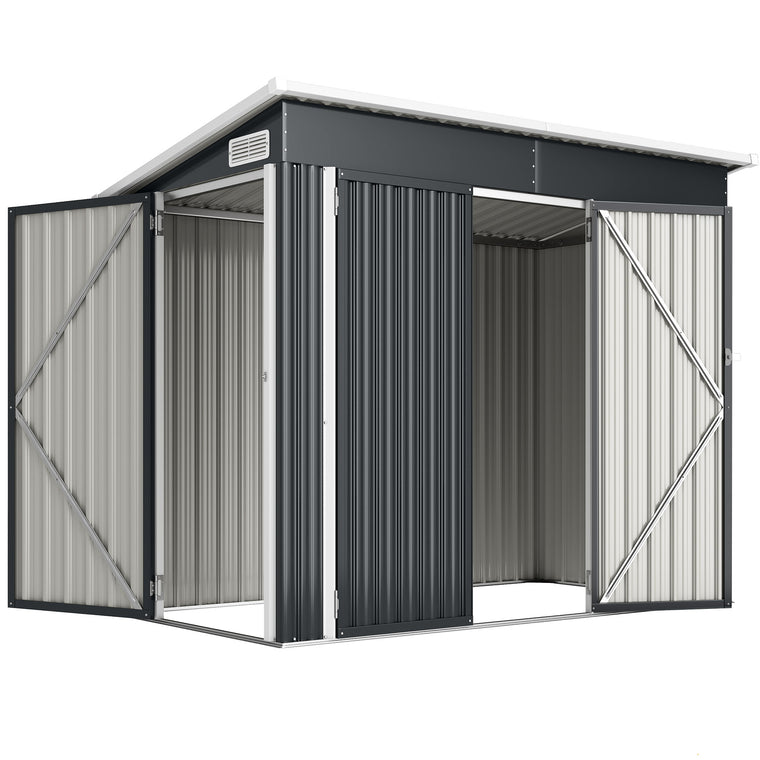 7.5' x 4.3' Waterproof Metal Garden Shed with Lockable Doors