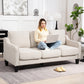 3 Seater Sofa, Modern Couch with Pocket Spring, Linen Upholstered, Thick Padded, Beige