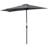 9.8ft Half Umbrella Semi Round Patio Parasol with Crank Handle, Top Vent for Garden, Balcony- NO BASE INCLUDED, Grey