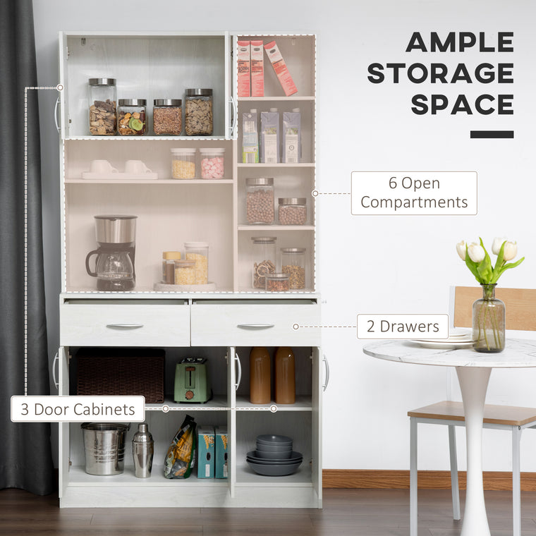 71" Kitchen Hutch Buffet with Storage - Ash White