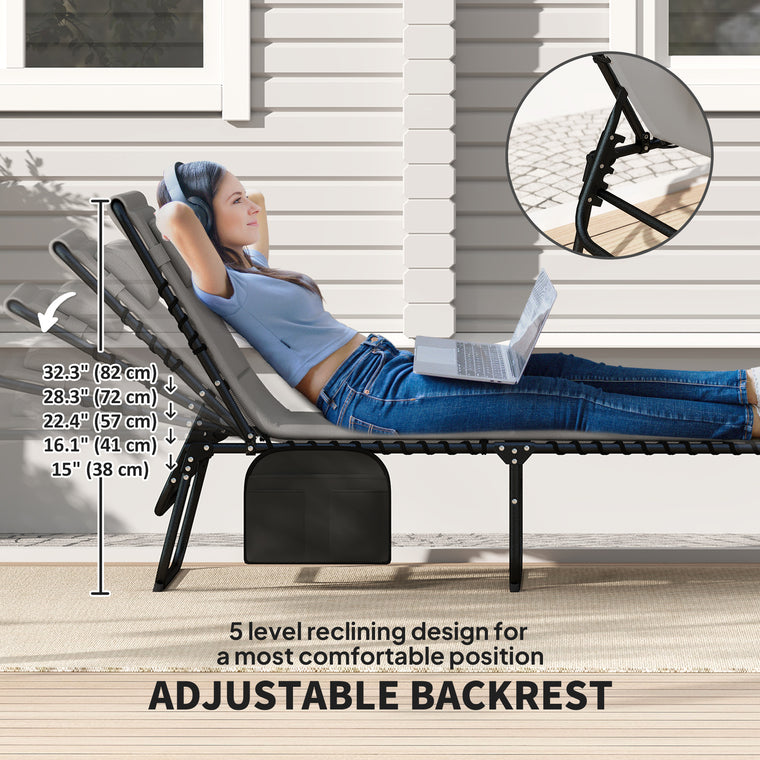 Folding Chaise Lounge with Quick-Dry Pad, Set of 2