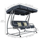 Outdoor 3-Seater Patio Swing Chair, Outdoor Swing Seat, with Adjustable Canopy and Two Pillows for Garden, Light Grey