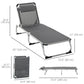 Folding Lounge Chair, Patio Lounger with Headrest, 5-Level Adjustable Backrest, and Aluminum Frame, Black