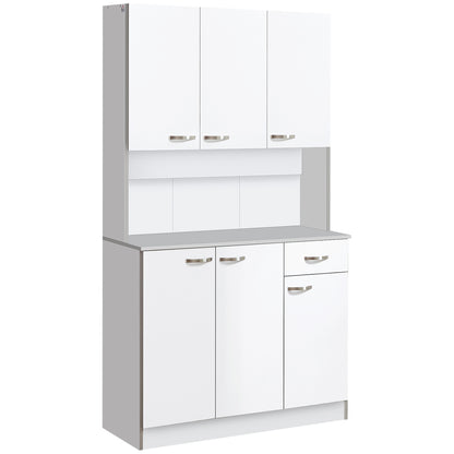71" Buffet with Hutch and Microwave Stand - White