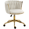 Woven Back Vanity Office Chair with Wheels - Cream White