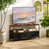 TV Stand with Charging Station, TV Table with 3 Foldable Linen Drawers and Open Shelf for 55 Inch Television, Rustic Brown