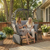Double Glider Egg Chair with Cushions and Pillows