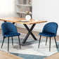 Set of 2 Mid-Back Dining Chair, Mid-Back Velvet-touch Upholstery Kitchen Chair for Living Room Dining Room, Dark Blue