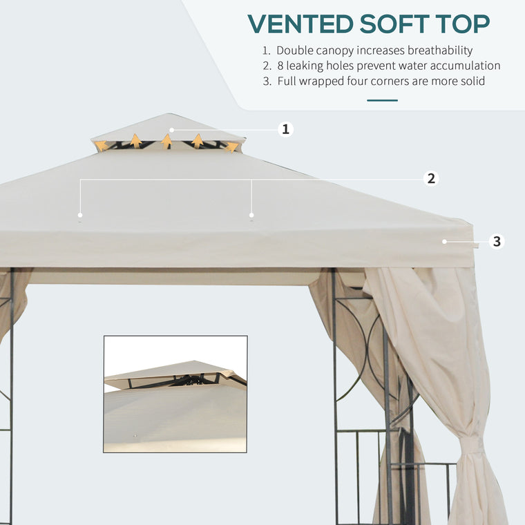 10' x 10' Cream White Gazebo with Double-Tier Roof