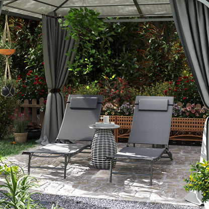 Folding Chaise Lounge with Mesh Seat, Set of 2