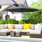 10' Deluxe Patio Umbrella, Outdoor Market Parasol, Banana Hanging Offset Sunshade with Crank, Cross Base, Grey