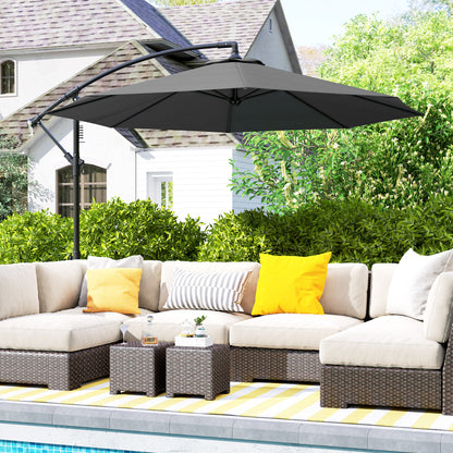 10' Grey Deluxe Banana Offset Umbrella with Crank
