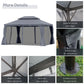 13' x 10' Patio Gazebo, Double Roof Outdoor Gazebo Canopy Shelter with Netting & Curtains, Strong Aluminum Frame, Dark Grey