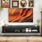 55" Floating TV Stand for TVs up to 72 Inch, Wall Mount Media Console with 2 Fluted Flip-Down Doors, Cable Hole, Black