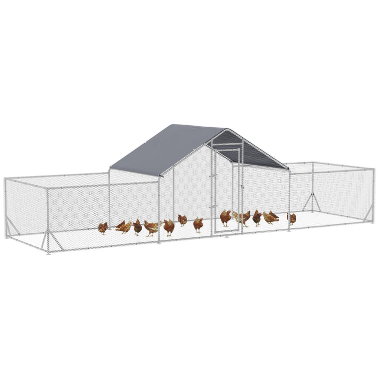 23' x 6.6' Silver Chicken Run with Cover for 12-14 Chickens