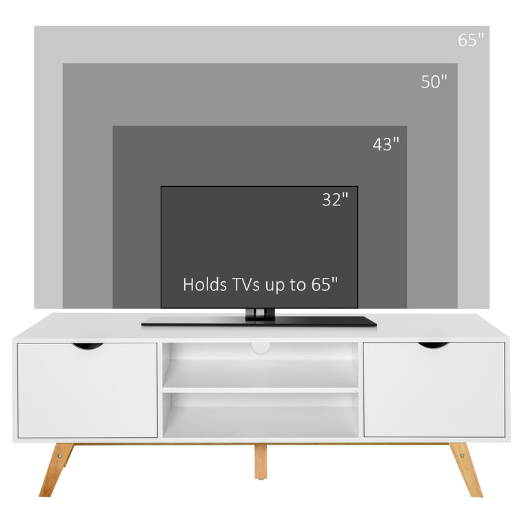 TV Stand with 2 Cabinets for TVs up to 65" - White