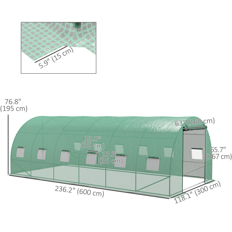 20' x 10' Green Tunnel Greenhouse with Sprinkler System