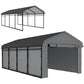 Metal Carport, Heavy Duty Garage Car Shelter with Galvanized Metal Roof and Removable Sidewalls, Light Grey