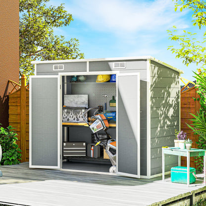 8' x 4' Resin Garden Shed with Lockable Doors and Vents