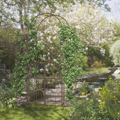 7' Metal Garden Arch Trellis for Climbing Plants