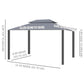 13' x 10' Patio Gazebo, Double Roof Outdoor Gazebo Canopy Shelter with Netting & Curtains, Strong Aluminum Frame, Dark Grey