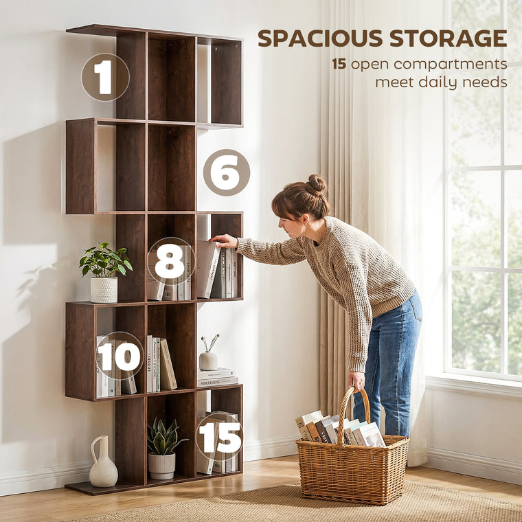 5-Tier S-Shaped Geometric Bookcase