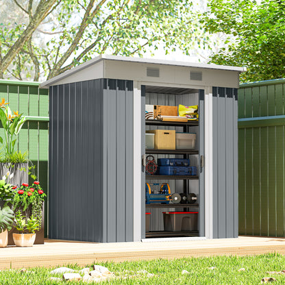 6' x 4' Metal Storage Shed with Lockable Sliding Doors and Vents