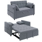 3-in-1 Convertible Sofa Bed, Pull-Out Sleeper Sofa with USB Charging, Adjustable Backrest and Side Pockets, Dark Grey