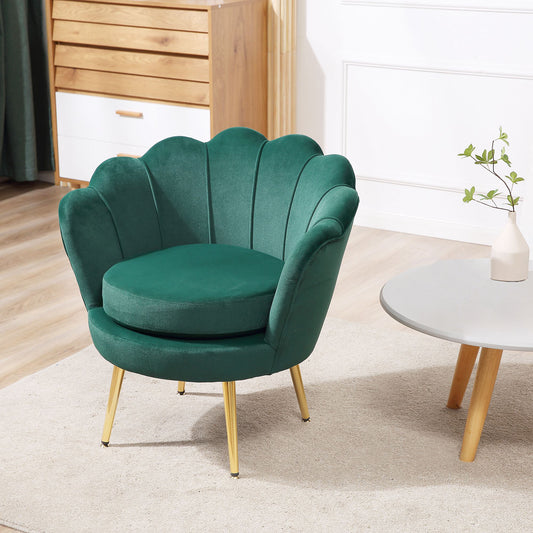 Velvet Accent Chair with Gold Legs