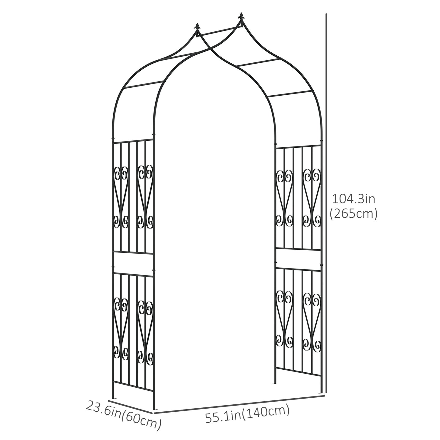 8.7FT Garden Arch Trellis, Outdoor Wedding Arbor for Ceremony with Scrollwork Design for Climbing Roses, Vines and Plants