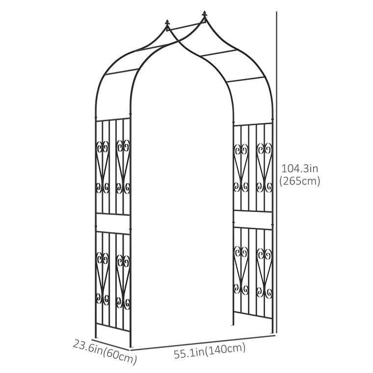 8.7FT Garden Arch Trellis with Scrollwork Design