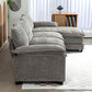 Sofa Couch with Chaise Lounge, Chenille L-shaped Couch with Double-layer Seat Cushion for Living Room, Grey