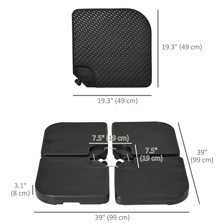 4-Piece Black HDPE Cantilever Base Weights with Handles