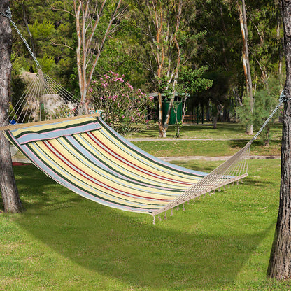 83" Double Outdoor Hammock Bed with Pillow - Red Stripe