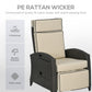 Outdoor Recliner Chair with Adjustable Backrest, Cushion, Side Tray, Black