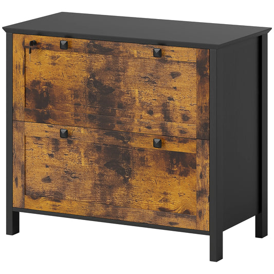 2-Drawer Lockable Filing Cabinet - Rustic Brown