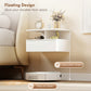 Floating Nightstand Set of 2, Wall Mounted Bedside Table with Power Outlets, Drawer and Shelf, White