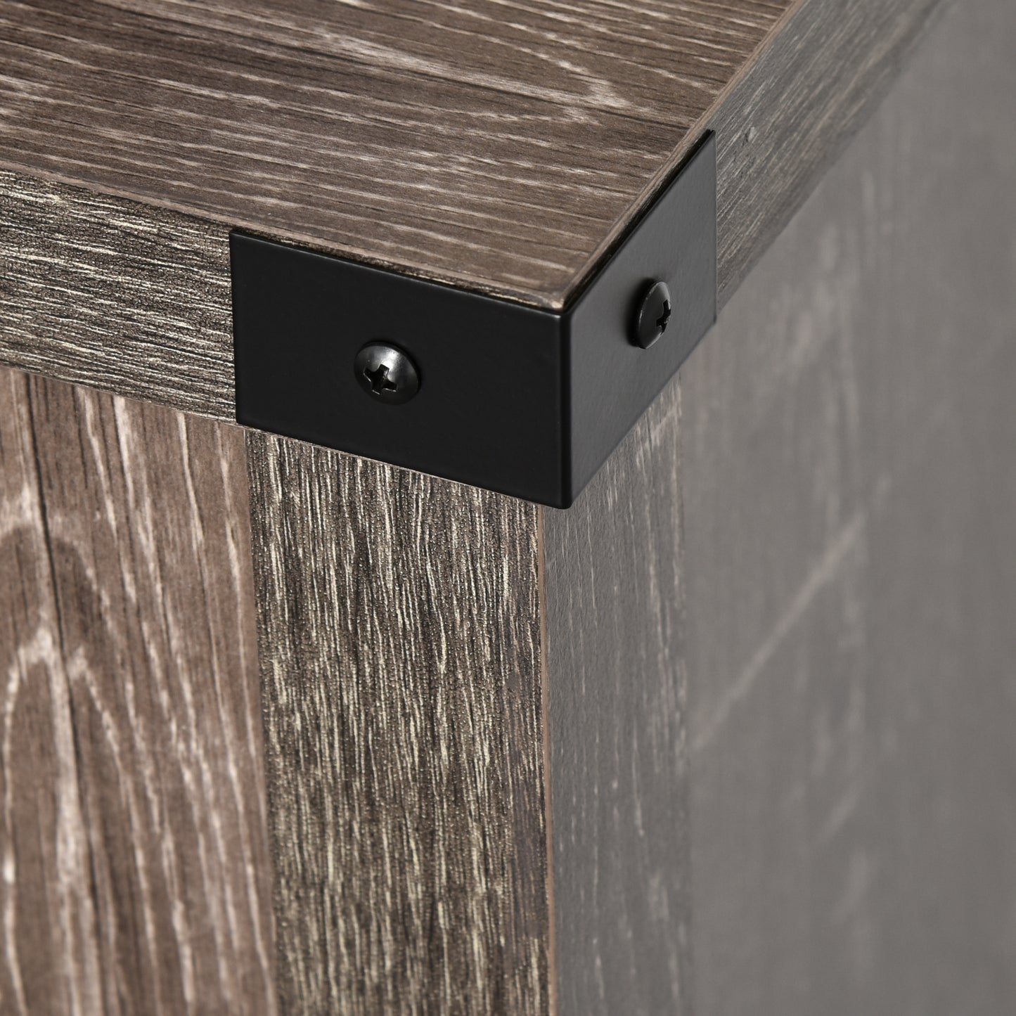 Rustic Barn Door Storage Cabinet Modern Farmhouse Buffet Sideboard for Kitchen & Dining Room Dark Oak