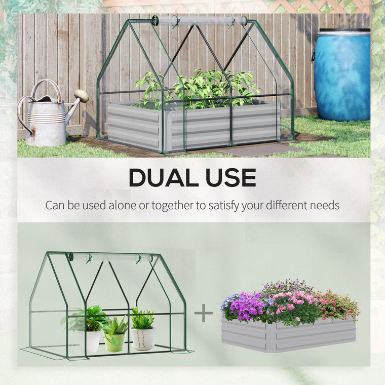 50" x 37.4" x 36.2" Clear Steel Garden Bed with Greenhouse