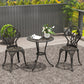 3PCs Patio Bistro Set, Outdoor Cast Aluminum Garden Table and Chairs with Umbrella Hole for Balcony, Bronze