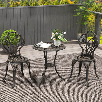 3-Piece Cast Aluminum Bistro Set with Umbrella Hole