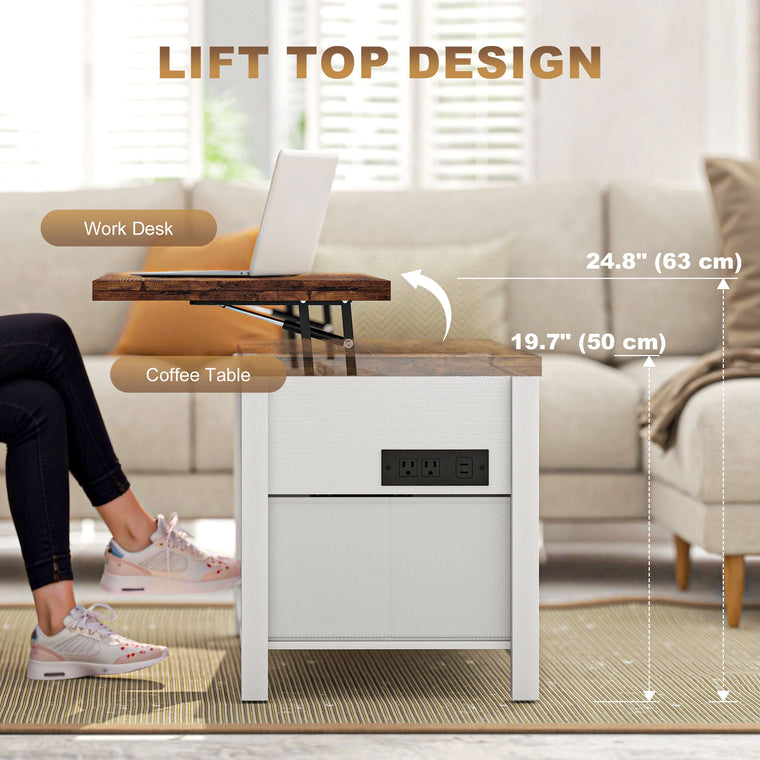 Lift Top Coffee Table with Charging Station