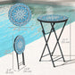 Mosaic Outdoor Patio Side Table, 14" Round Folding Outdoor Coffee Table with Steel Frame for Balcony Deck Patio Terrace, Mixed Colour