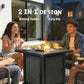 32" Propane Fire Pit Table with Wind Guard and Lid