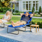 Folding Chaise Lounge Chair, Reclining Beach Tanning Chair with Face Hole, Pillow, 4-Position Adjustable Lay Flat Sun Lounger, Steel Frame for Outdoor Patio Pool, Blue