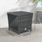 17.7" Wicker Side Table with Storage Shelf, Square PE Rattan Outdoor End Table with PS Wood Slat Top, Grey