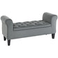 Button Tufted Storage Ottoman Bench, End of Bed Bench with Rolled Arms, Storage Chest for Living Room, Entryway, Grey