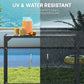 Bar Height Outdoor Table with Built-In Bottle Opener, Patio Bar Table with Wood Grain Plastic Top, 55" x 15" x 39"