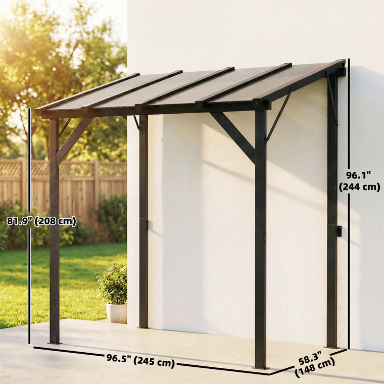 Hardtop Lean-To Grill Gazebo with Polycarbonate Roof
